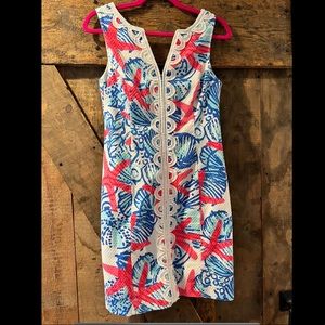 Lilly Pulitzer red, white, and blue starfish shift dress size 4
